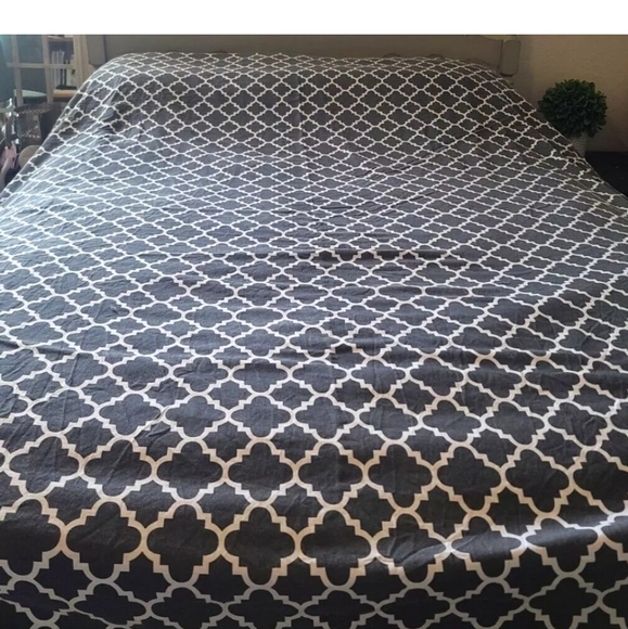 Restoration Hardware Ogee Lattice *In Dark Gray* Duvet Cover Full Queen - Picture 2 of 8